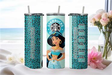 Starbucks Coffee Jazmine Light Blue Leopard